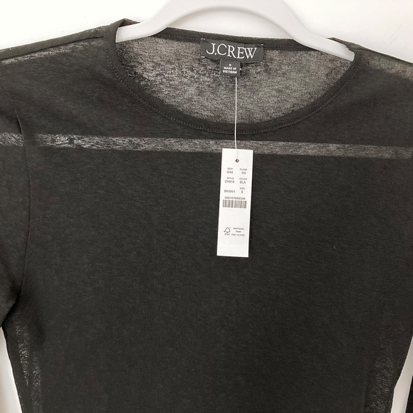 NWT J. Crew Black Sheer Long-sleeve Top - S - Picture 2 of 4